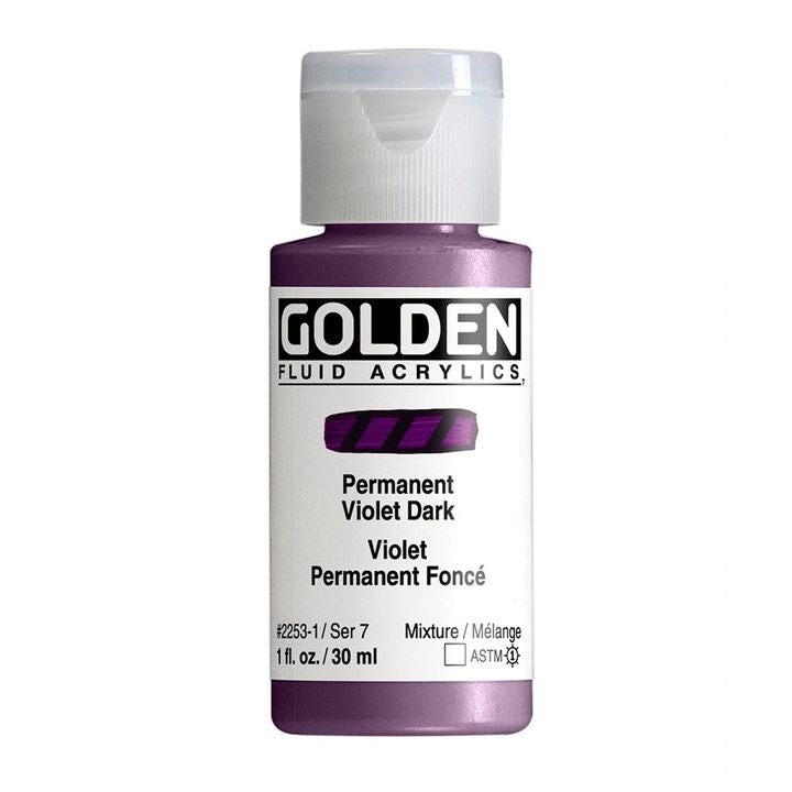 Farba akrylowa GOLDEN Fluid 30 ml – 2253 trwały ciemnofioletowy