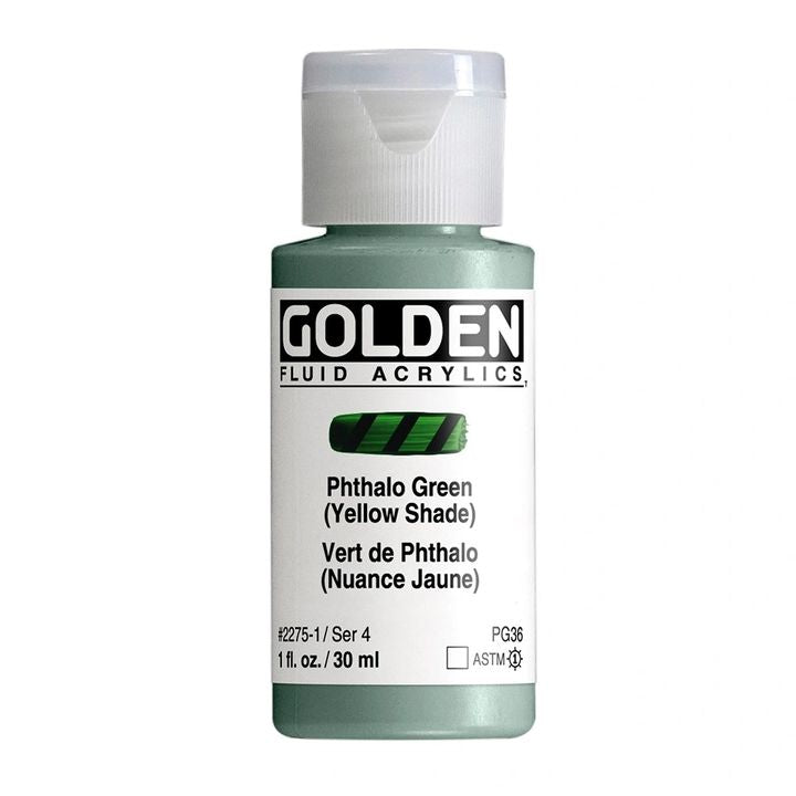 Farba akrylowa GOLDEN Fluid 30 ml – 2275 zieleń ftalowa (odcień żółty)