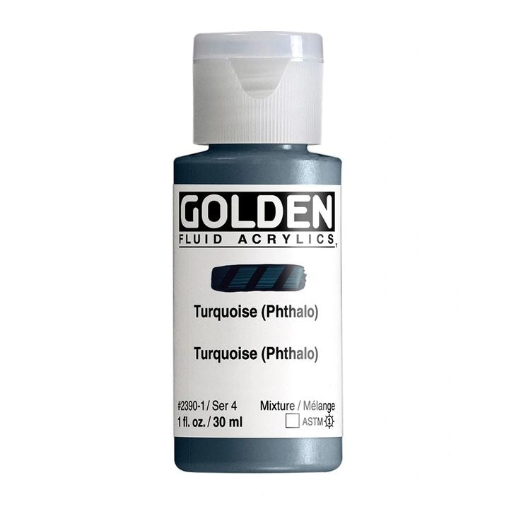 Farba akrylowa GOLDEN Fluid 30 ml – 2390 turkusowy (ftalo)