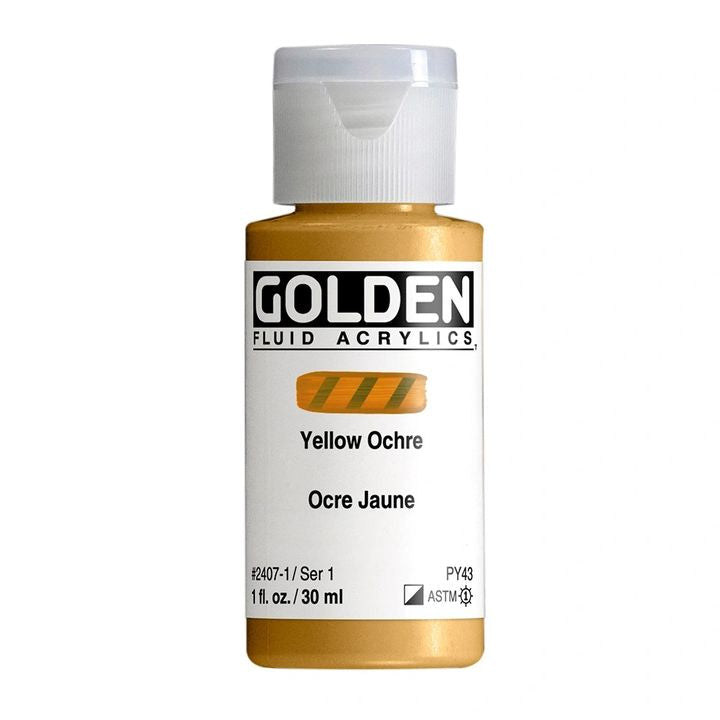Farba akrylowa GOLDEN Fluid 30 ml – 2407 żółty ochrowy