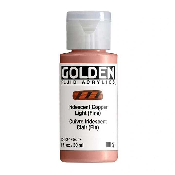 Farba akrylowa GOLDEN Fluid Iridescent 118 ml – 2452 jasny miedziany