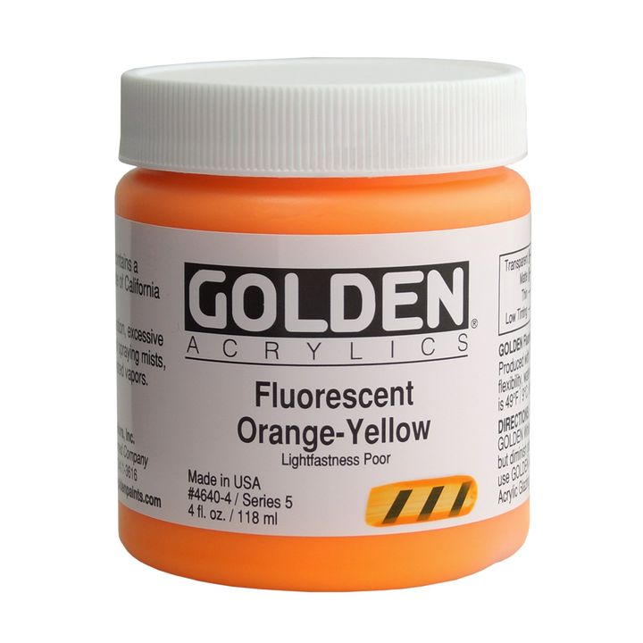 Farba akrylowa GOLDEN Heavy Body Fluorescent 118 ml – 4640 pomarańczowo-żółta
