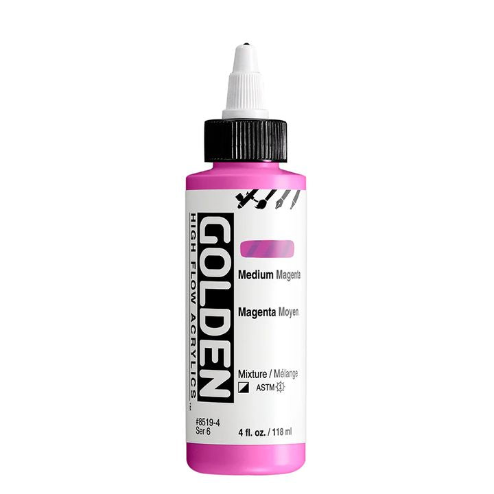 Farba akrylowa GOLDEN High Flow 118 ml – 8519 średni magenta