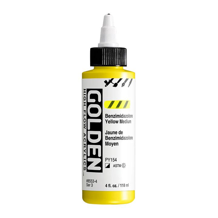 Farba akrylowa GOLDEN High Flow 118 ml – 8553 Żółcień benzimidazolowa średnia