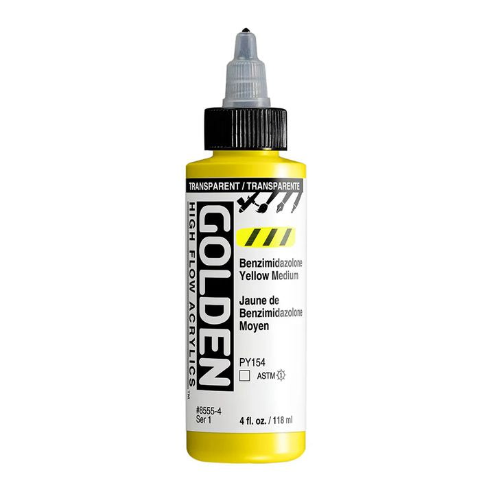 Farba akrylowa GOLDEN High Flow 118 ml – 8555 Żółcień benzimidazolowa średnia transparentna