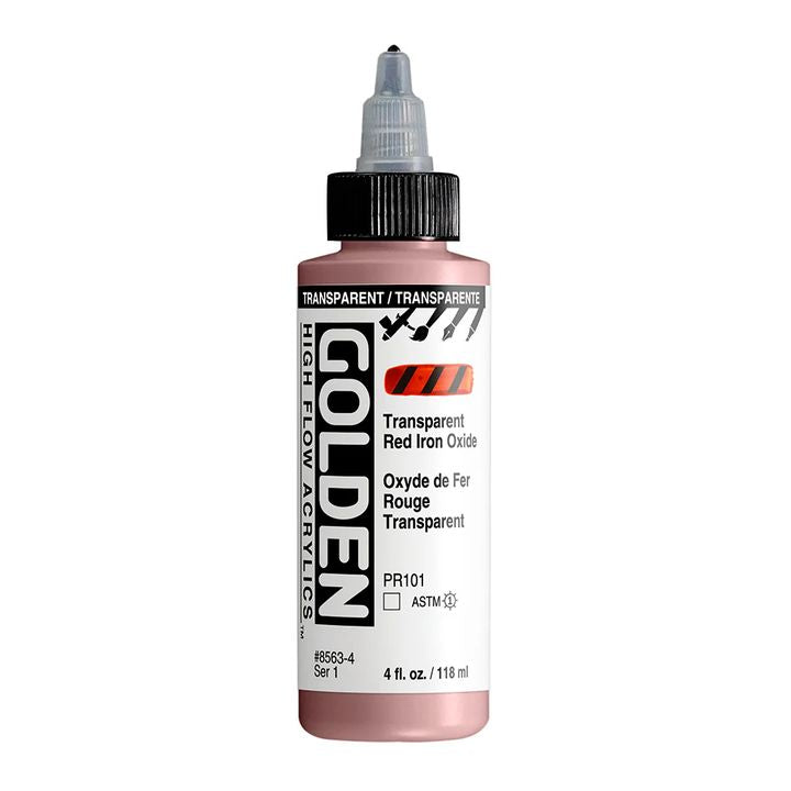 Farba akrylowa GOLDEN High Flow 118 ml – 8563 Transparentna Czerwona Tlenek Żelaza