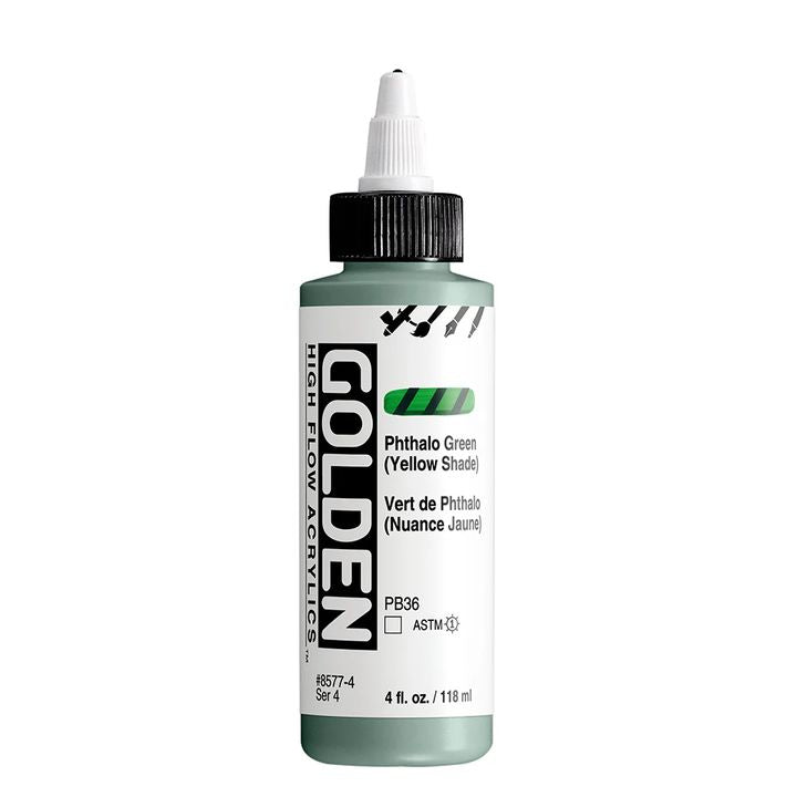 Farba akrylowa GOLDEN High Flow 118 ml – 8577 Zieleń ftalocyjanowa (odcień żółty)
