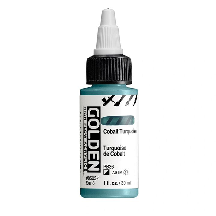 Farba akrylowa GOLDEN High Flow 30 ml – 8503 turkus kobaltowy