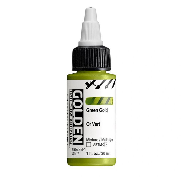 Farba akrylowa GOLDEN High Flow 30 ml – 8528 zielona złota