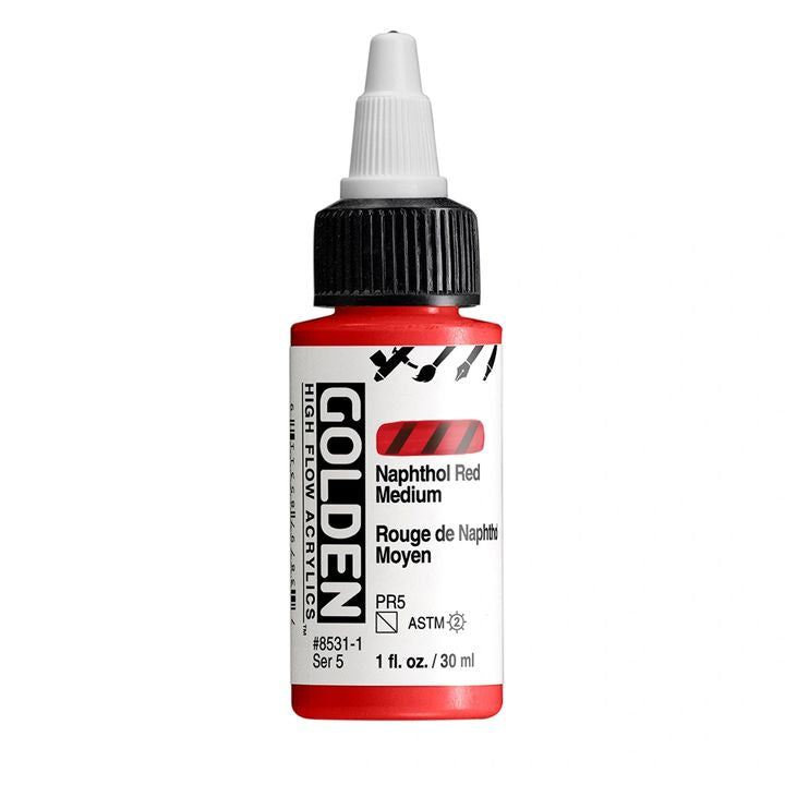Farba akrylowa GOLDEN High Flow 30 ml – 8531 czerwień naftolowa średnia