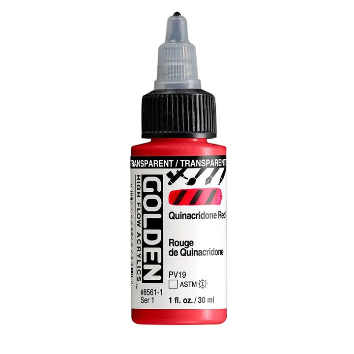 Farba akrylowa GOLDEN High Flow 30 ml – 8561 Transparentna Quinacridone Czerwona