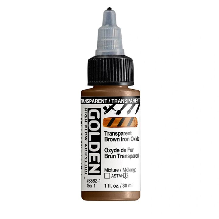 Farba akrylowa GOLDEN High Flow 30 ml – 8562 Transparentna Brązowa Tlenek Żelaza