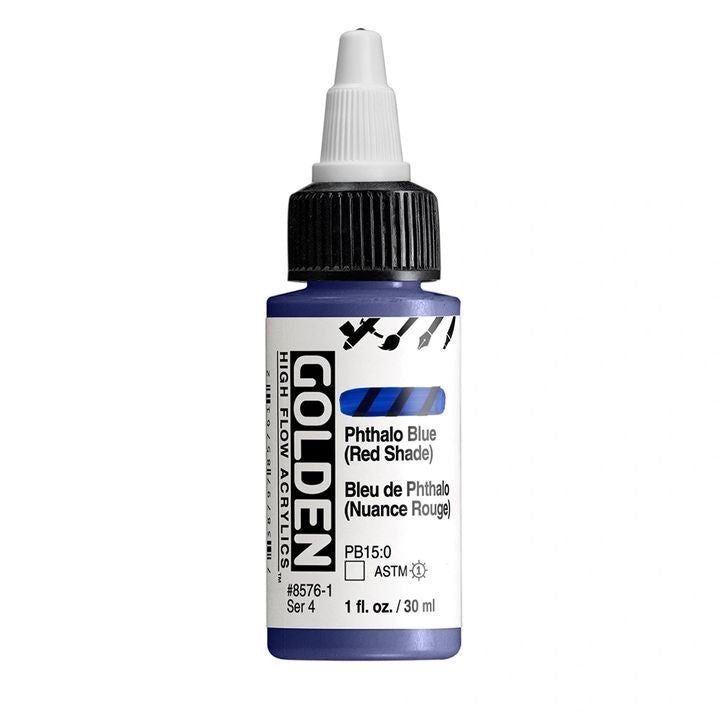 Farba akrylowa GOLDEN High Flow 30 ml – 8576 Błękit ftalocyjanowy (odcień czerwony)