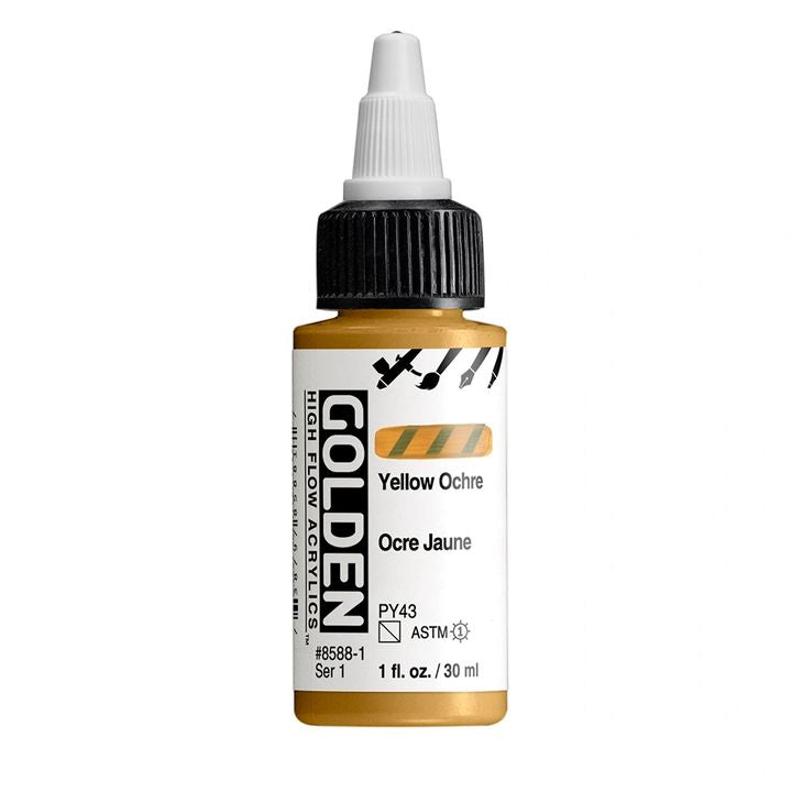 Farba akrylowa GOLDEN High Flow 30 ml – 8588 Żółta Ochra