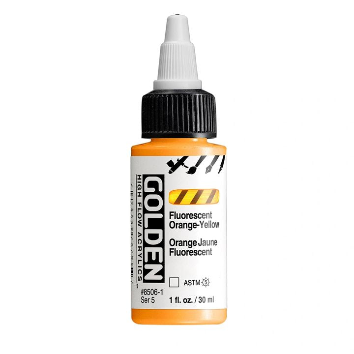Farba akrylowa GOLDEN High Flow Fluorescent 30 ml – 8506 pomarańczowo-żółta