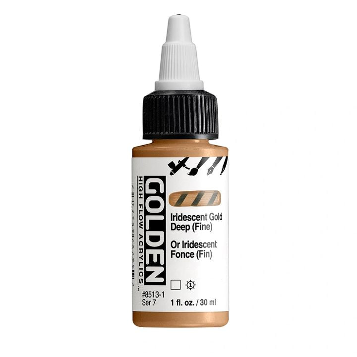 Farba akrylowa GOLDEN High Flow Iridescent 30 ml – 8513 głębokie złoto drobne