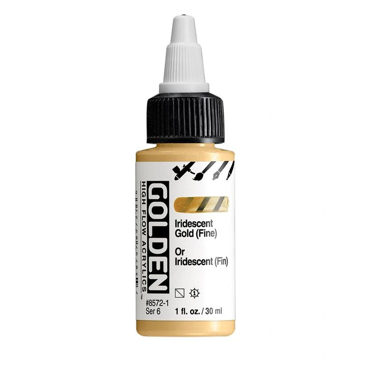 Farba akrylowa GOLDEN High Flow Iridescent 30 ml – 8572 Złoto drobnoziarniste