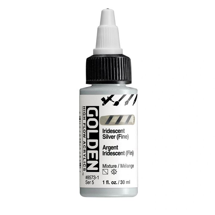 Farba akrylowa GOLDEN High Flow Iridescent 30 ml – 8573 Srebro drobnoziarniste