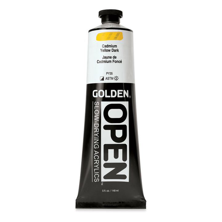 Farba akrylowa GOLDEN OPEN Slow-Drying 148 ml – 7110 żółcień kadmowa ciemna
