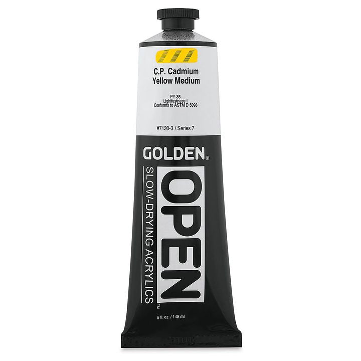 Farba akrylowa GOLDEN OPEN Slow-Drying 148 ml – 7130 żółcień kadmowa średnia