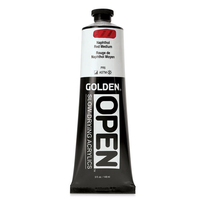 Farba akrylowa GOLDEN OPEN Slow-Drying 148 ml – 7220 czerwień naftolowa średnia