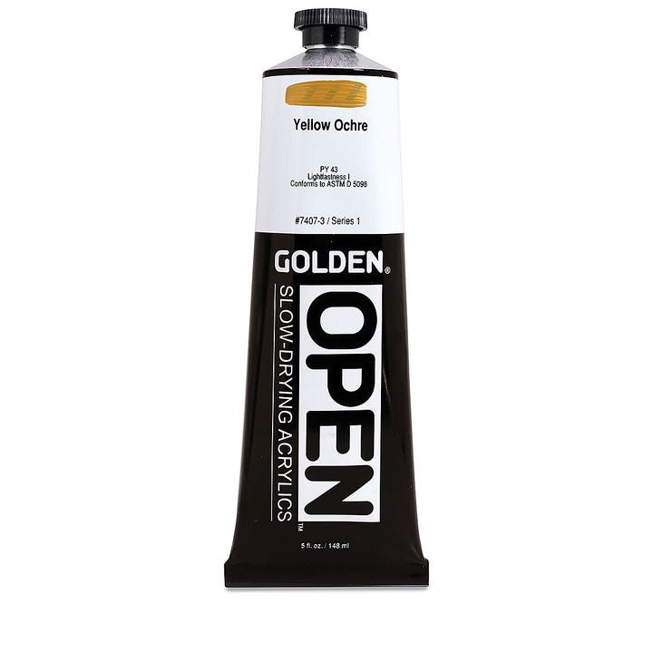 Farba akrylowa GOLDEN OPEN Slow-Drying 148 ml – 7407 Żółta Ochra