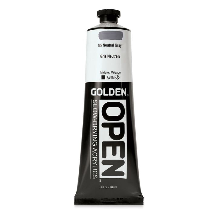 Farba akrylowa GOLDEN OPEN Slow-Drying 148 ml – 7445 N5 Neutralna szara