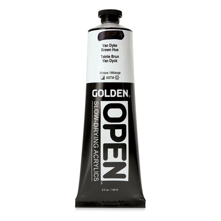 Farba akrylowa GOLDEN OPEN Slow-Drying 148 ml – 7462 Van Dyke brązowa Hue