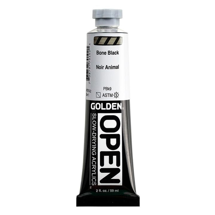 Farba akrylowa GOLDEN OPEN Slow-Drying 59 ml – 7010 Kostna Czarna