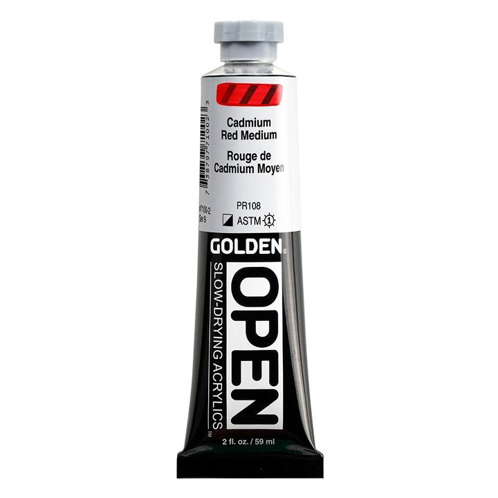 Farba akrylowa GOLDEN OPEN Slow-Drying 59 ml – 7100 czerwień kadmowa średnia