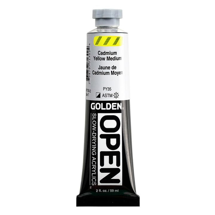Farba akrylowa GOLDEN OPEN Slow-Drying 59 ml – 7130 żółcień kadmowa średnia