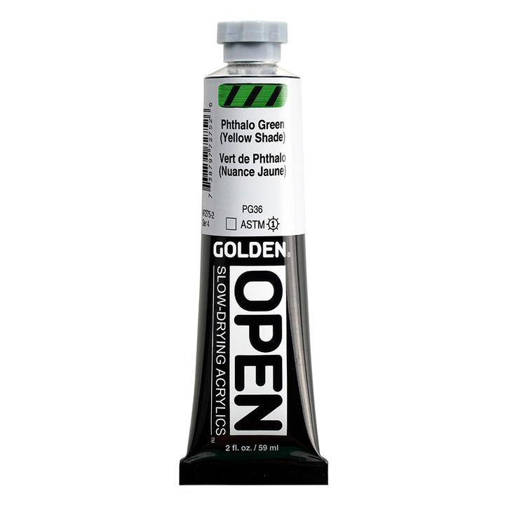 Farba akrylowa GOLDEN OPEN Slow-Drying 59 ml – 7275 zieleń ftalocyjaninowa (odcień żółty)