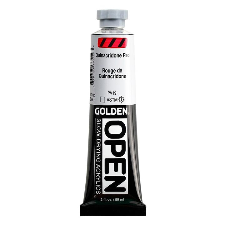 Farba akrylowa GOLDEN OPEN Slow-Drying 59 ml – 7310 Chinakridónowa Czerwona