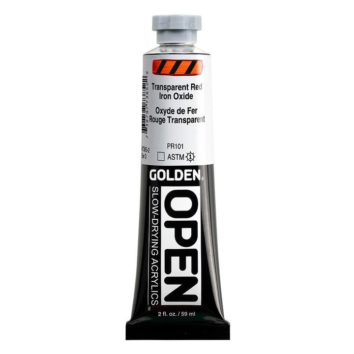Farba akrylowa GOLDEN OPEN Slow-Drying 59 ml – 7385 Transparentna Czerwona Tlenek Żelaza