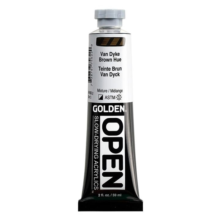 Farba akrylowa GOLDEN OPEN Slow-Drying 59 ml – 7462 Brązowy Van Dyke Hue