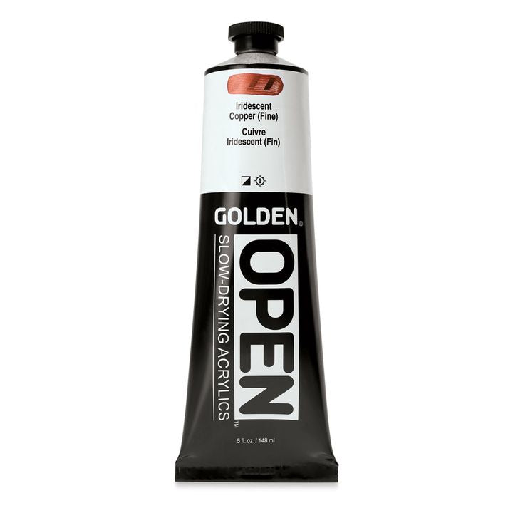 Farba akrylowa GOLDEN OPEN Slow-Drying Iridescent 148 ml – 7482 miedź drobna