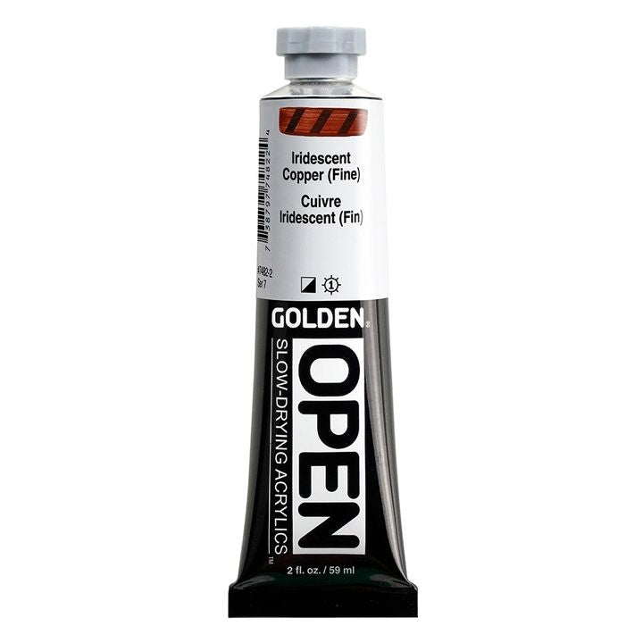 Farba akrylowa GOLDEN OPEN Slow-Drying Iridescent 59 ml – 7482 miedź drobna