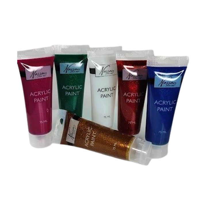 Farby akrylowe zestaw Nassau 6x75ml GLITTER | Artmie