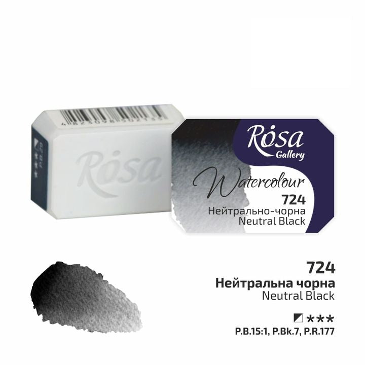 Farby akwarelowe Rosa Gallery szalka 2,5 ml – 724 neutralna czarna