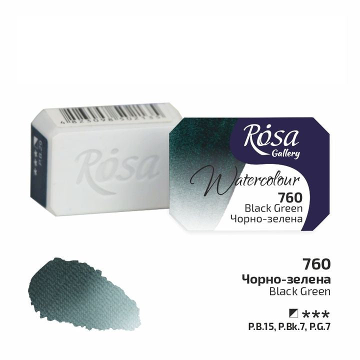 Farby akwarelowe Rosa Gallery szalka 2,5 ml – 760 czarno-zielona