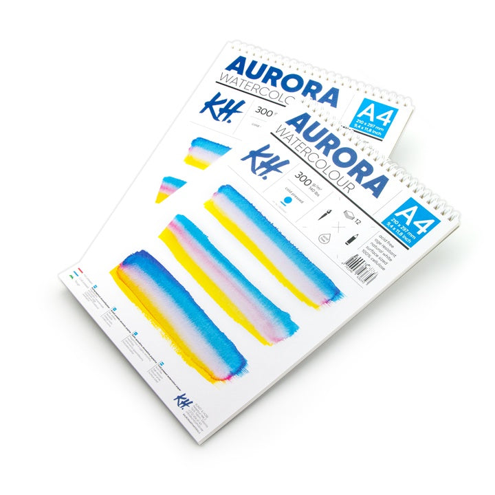 Blok akwarelowy AURORA cold press ze spiralą - 12 arkuszy | różne formaty | Artmie