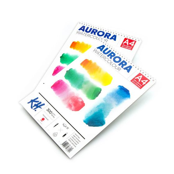 Blok akwarelowy AURORA hot press ze spiralą - 12 arkuszy | różne formaty | Artmie