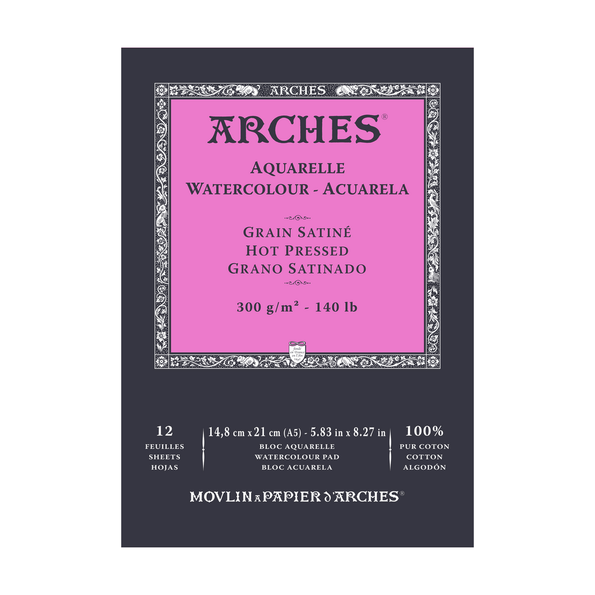 ARCHES blok akwarelowy gładki HP naturalna biel 300 g/m² A5 – A3 - 12 arkuszy