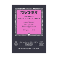 ARCHES blok akwarelowy gładki HP naturalna biel 300 g/m² A5 – A3 - 12 arkuszy