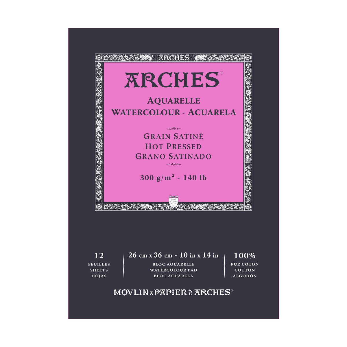 ARCHES blok akwarelowy gładki HP naturalna biel 300 g/m² A5 – A3 - 12 arkuszy