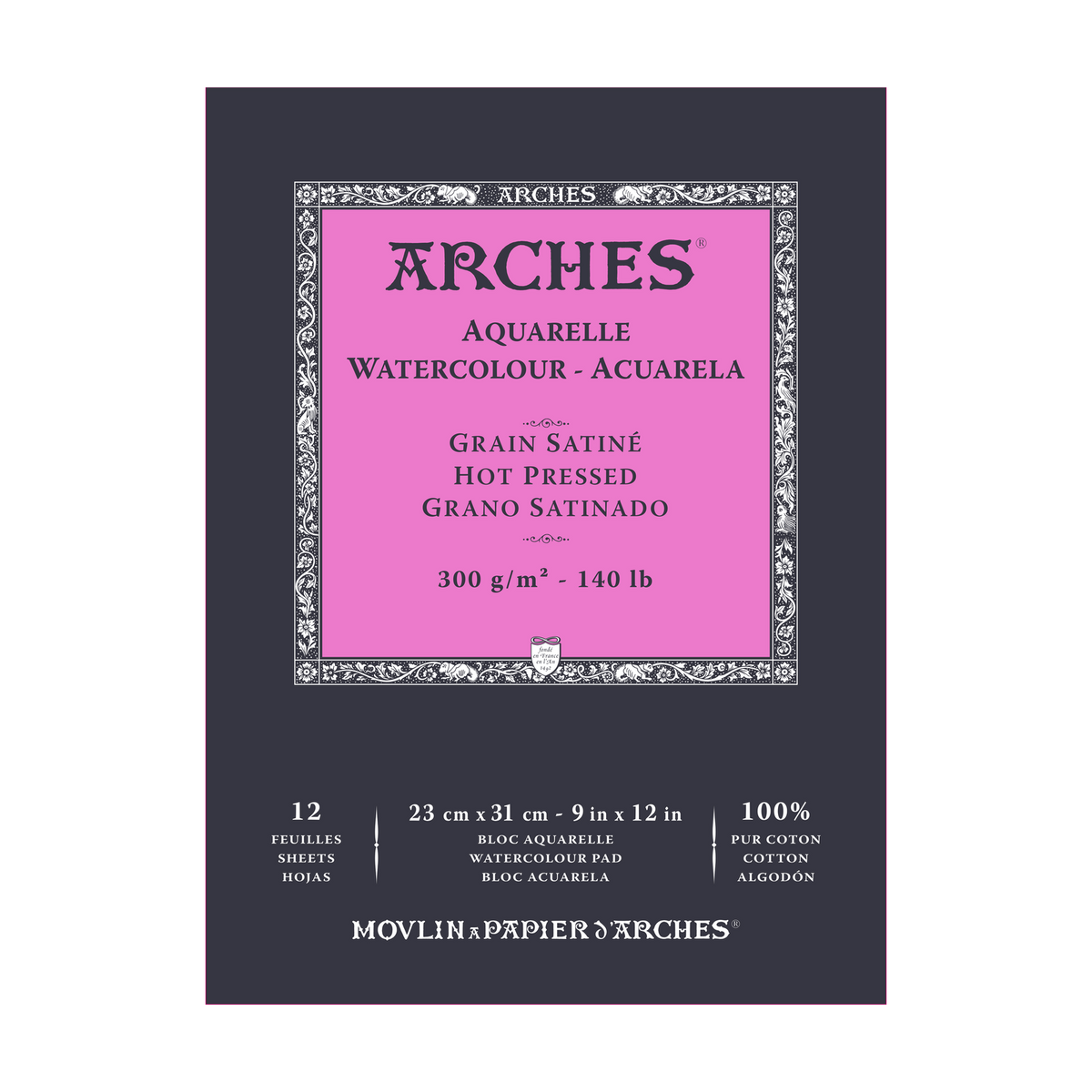 ARCHES blok akwarelowy gładki HP naturalna biel 300 g/m² A5 – A3 - 12 arkuszy