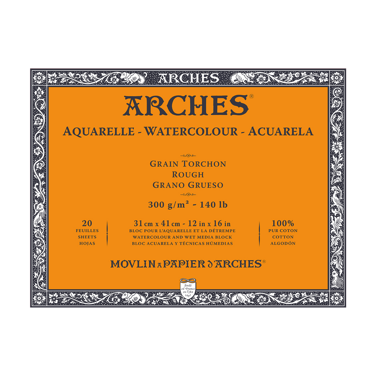 ARCHES blok akwarelowy Rough naturalna biel 300 g/m² 10 – 31 cm - 20 arkuszy