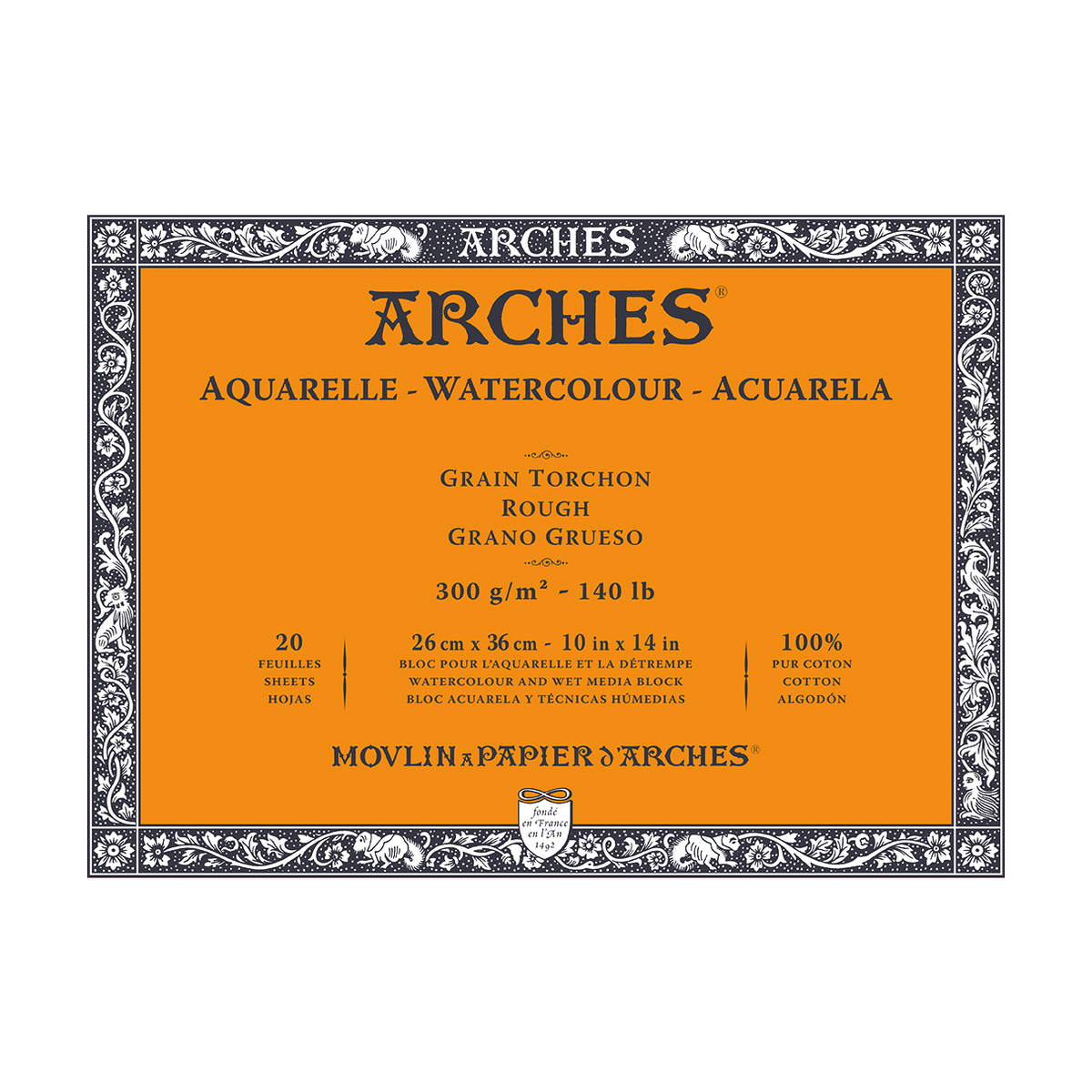 ARCHES blok akwarelowy Rough naturalna biel 300 g/m² 10 – 31 cm - 20 arkuszy