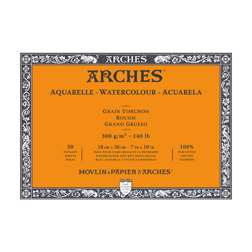 ARCHES blok akwarelowy Rough naturalna biel 300 g/m² 10 – 31 cm - 20 arkuszy