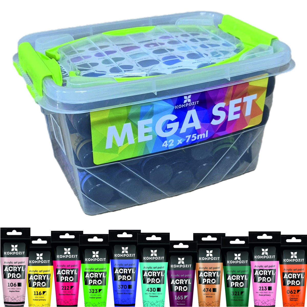 Zestaw farb akrylowych ACRYL PRO Kompozit w pudełku - 42 x 75 ml